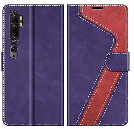 MOBESV Custodia per Xiaomi Mi Note 10, Cover a Libro Magnetica Custodia in Pelle per Xiaomi Mi Note 10 / Mi Note 10 PRO, Viola/Rosso