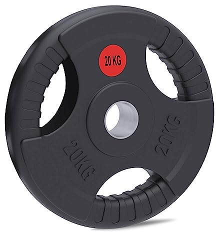Lions Olympic Weight Plates - Rubber Coated Cast Iron 2inch 5cm Discs Bar Hole Standard Weights Plates for Home Gym Barbell Bar, Weightlifting Training Fitness Workout (Black, 1 x 20kg)