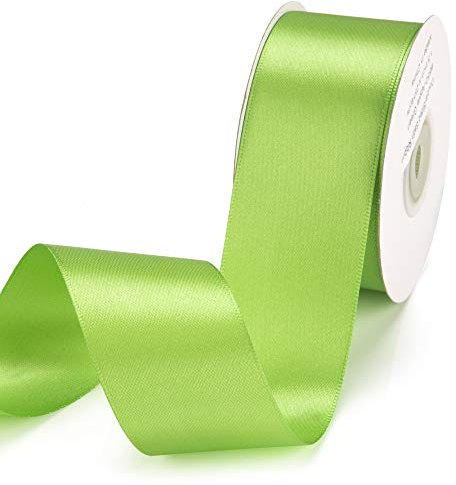 IHKFILAN Satinband, in Apfelgrün (38 mm x 22.86 m), matt glänzendes Geschenkband, edles Schleifenband zum Dekorieren & Basteln, zum Einpacken besonderer Geschenke, für Hochzeiten, Taufen, uvm