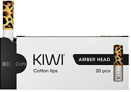 KIWI Ricambi, Tips Ufficiali in Cotone per Sigaretta Elettronica KIWI, Pacchetto da 20, No E-Liquind, No nicotina (Amber Head)
