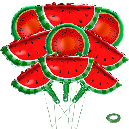 Abeillo 9 Stück Hawaii Ballons, Frucht Wassermelone Mylar Ballons, Mylar Dekorierte Luftballons mit Bändern für Children's Birthday,Hawaii Party,Baby Shower,Weihnachten,Party Deko (3 Stile)
