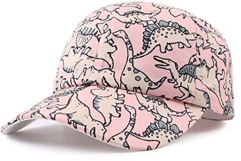 XIAOHAWANG Kinder Caps Mädchen Schirmmütze mit UV Schutz Waterproof Sommer Kappe Waschbar Baby Mädchen Cappy Baseball Cap 2-6Jahren (2-6Jungen, Rosa Dinosaure)
