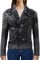 Damen Punk Rock Lederjacke mit Nieten, Schwarz - Echtleder, 36