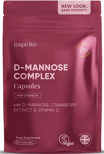 D Mannose 1000mg Tablets with Cranberry & Vitamin C, D-mannose Capsules | 3-in-1 High-Strength Complex, 120 Capsules, 2-Month Supply, UK Made & Tested