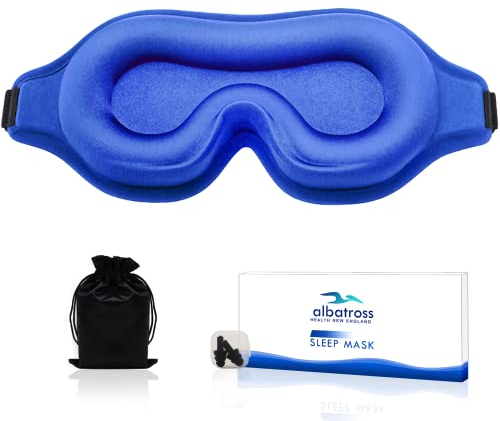 Sleep Eye Mask for Men Women, Lash Extensions 3D Sleeping Mask, Travel Blackout Night Blindfold Eye Shade Cover with Adjustable Strap (Blue-3D)