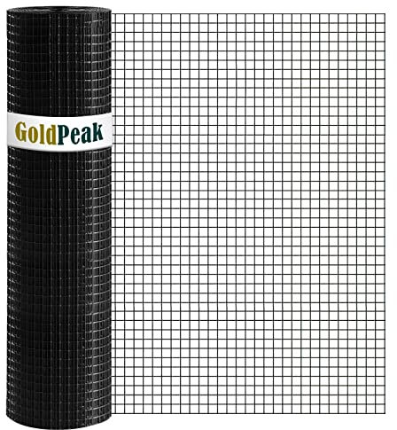 GoldPeak Schwarzes Hardware-Gewebe, 1,27 cm x 30,4 m, Vinylbeschichtete Drahtgitterrolle, Baumschutz, Käfigdraht, Hühnerdraht, Zaunrolle, Schwarz