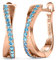 YOURDORA Creolen Silber Damen Klein Ohrringe 925 Silber Rhodiniert Kreolen 15mm mit Zirkonia aus Österreich (Roségold - Himmelblau)