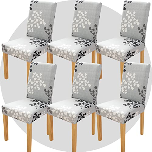 ZHILING Stuhlhussen Bezüge Set von 6 Super Fit Stretch abnehmbare waschbare Esszimmerstuhl Protector Cover Sitzbezug für Hotel, Esszimmer, Zeremonie, Bankett Hochzeitsfeier(Blattstil)