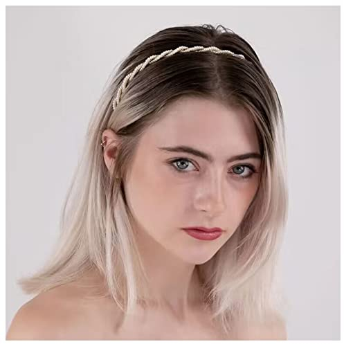 Inilbran Boho Perlen Haarband Clips Vintage Perlen Haarband Haarreif Weiße Perle Geflochtenes Stirnband Kopfbedeckung Twist Perlen Haarband Haarteil Haarzubehör Für Frauen Und Mädchen