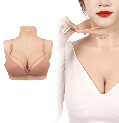 Minaky Silicone Breast Forms Breastplate Realistic Fake Breast C-G Cup for Crossdressers Drag Queen Mastectomy Transgender Cosplay, Ivory White