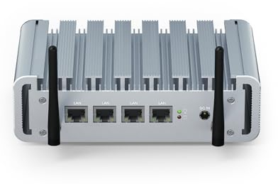 VENOEN Firewall PC 2.5Gbe, Mini PC N100 4 LAN, Alder Lake, Netzwerk-Appliance, 8GB DDR5 RAM 256GB M.2 SSD, HD, DP, i225 Nics, USB, WiFi, BT, Industrie-PC, W 11 / Firewall Software, Auto Power On, RTC
