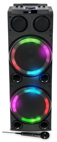 Enceinte Sono Party Box Muse M-1982 DJ - 600W - Ambiance Effet LED multicolore - USB/Bluetooth/Entrées AUX/Micro/Guitare