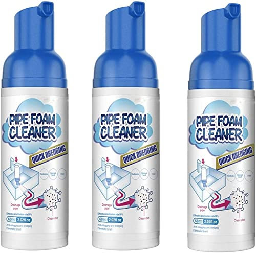 Drain Pipe Foam Cleaner, Pipe Dredge Deodorant Clog Remover, Foam Pipe Cleaner, Liquid Hair Drain Clog Remover & Cleaner For Toilets Sinks Tubs, 60ml (3pcs)
