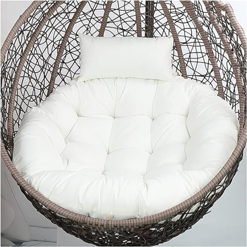 MNOIINM Sitzkissen für Hängesessel, Hängestuhl Kissen Rund, Hängendes Ei Stuhlkissen Dicker, Schaukel Hängekorb, Auflage Outdoor/Indoor Hängekör(Color:Weiß)