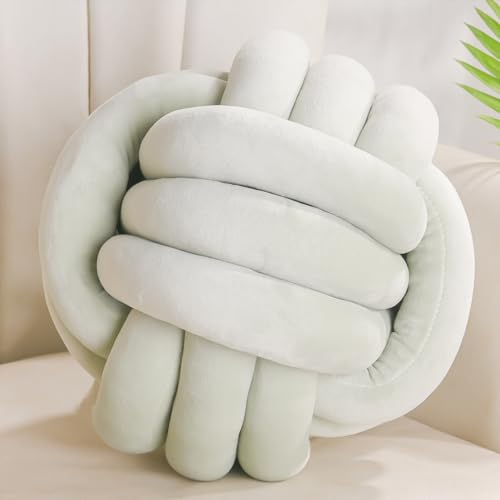 Yhoelata Knotenkissen, Dekokissen Grün, Zierkissen Aesthetic Sofakissen aus Samt, Bett Deko Kissen Runden für Kind Schlafzimmer, Geschenk 28 cm