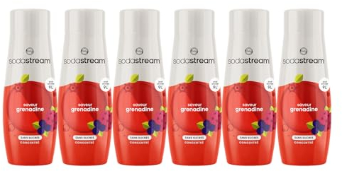 SodaStream Lot de 6 Concentrés Grenadine Sans Sucres pour Machine à Eau Pétillante et Soda | Préparez jusqu'à 9 Litres de Grenadine en Quelques Secondes, 440ml