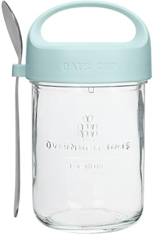 UHAPEER Joghurt to Go Becher mit Löffel, Overnight Oats Gläser 430ml, Mason Jar Einmachgläser mit deckel, Dessertgläser Salatgläser, Glasbehälter für Oat, Porridge, Müsli, Meal Prep, Chia Pudding