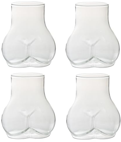 XNSHUN Glas Körperform 450 Ml Körperförmiger Glasbecher, Lustige Butt-Gläse Trinkgläser,Eiskaffee Tassen Für Bar, Party, Vielseitige Heimdekoration (4 STK)