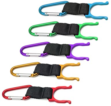 Wasserflaschenclip, 5 Stück Wasserflasche Schnalle Flasche Praktisch transportieren Clip Hakenhalter D Ring Hanging Carabiner Schnalle für Camping Wanderungen im Freien Zufällige Farbe