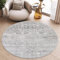 TAPISO Sky Rund Teppich Kurzflor Modern Grau Creme Ornament Floral Design Meliert Vintage Wohnzimmer Schlafzimmer 3D Optik ÖKOTEX 120 x 120 cm