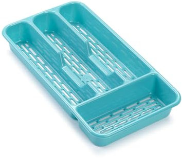 Genérico Turquoise Blue Cutlery Organizer, Cutlery Tray for Drawers, Kitchen Drawers for Spoons, Forks, Knives with 4 Compartments, 33 x 17 x 4 cm (Turquoise Blue)