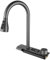 Robinet de cuisine cascade extractible à affichage numérique noir/gris avec écran LED intégré et évier multifonction à cuve unique
