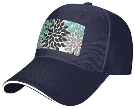 GSGCSBYMLG Baseballkappe mit Dahlien-Blumendruck, modisch, verstellbar, Trucker-Mütze, Kopfbedeckung für Erwachsene, marineblau, 5-7