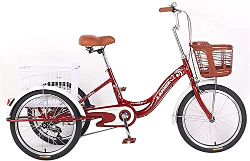 GRDDBZA Dreirad für Erwachsene, 3 Räder für Erwachsene, 20 Zoll Dreirad für Senioren, Damen, Herren, 3-Rad-Fahrräder, Pedal, Liegebike, eine Geschwindigkeit mit Korb