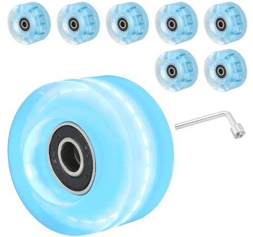 PATIKIL Rollschuhrollen-Set, 8er Pack 58mm 82A Leuchtende Skateboard Cruiser Rollen Set mit Lagern Trucks Werkzeug-Set für Outdoor-Doppelreihen-Skaten, Blau