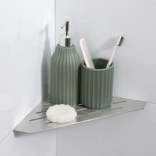 Xiarnotogi Recessed Corner Shower Shelf, 10 SUS304 Stainless Steel, Heavy Duty Shower Shelf, Grout in Bathroom Shelves for Tile Walls (1 Pack, Rectangle-Brushed)