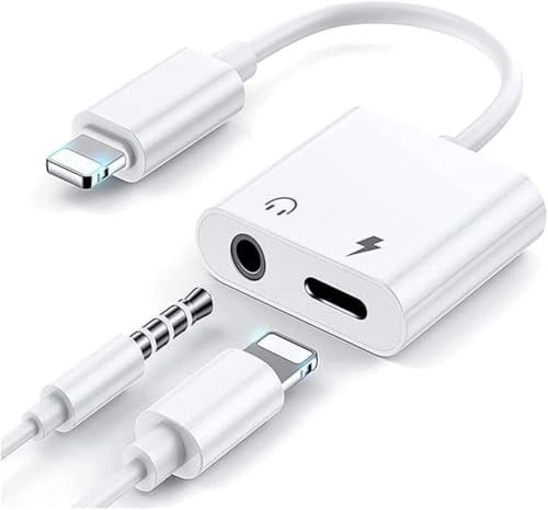 SER FLYMON Kopfhörer Jack Adapter für i-Phone Dongle 2 in 1 auf 3,5 mm Kopfhörer Jack Aux Audio Adapter Light-ning auf Klinke und Laden,für i-Phone 14/13/12/11/XS/X/8/7/i-Pad alle iOS