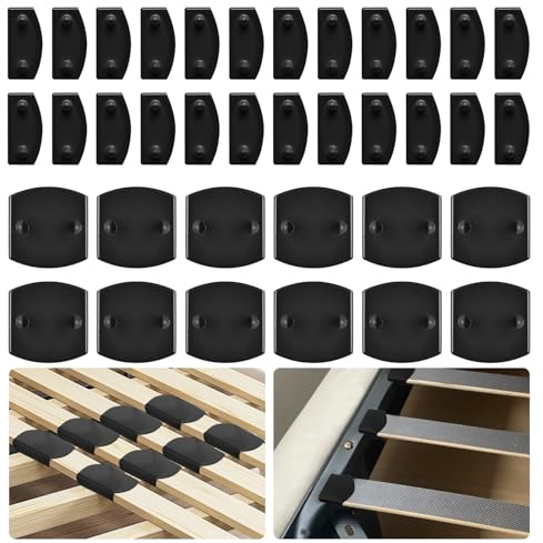 WYTNB 24 Endbett-Lattenhalter, 12 Mittelbett-Lattenhalter, schwarze Bettlatten-Ersatzclips, universelle seitliche Bettlattenhalterung, Doppelfederbett-Lattenroste, Bettgestellteile für Einzel- und