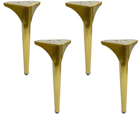 Lot de 4 pieds réglables en acier inoxydable pour tables basses, armoires, meubles TV et chaises (28 cm, or brossé)