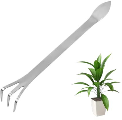 SGERUFZ Pala y Rastrillo Bonsai + Desenredador de Raíces de Acero Inoxidable con 3 Púas para Herramientas de Árbol Bonsai con Mango Ergonómico