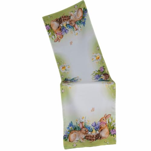 texpot Tischläufer 40 x 140 cm mit Druck Osterhase Osternest Ostern Frühling