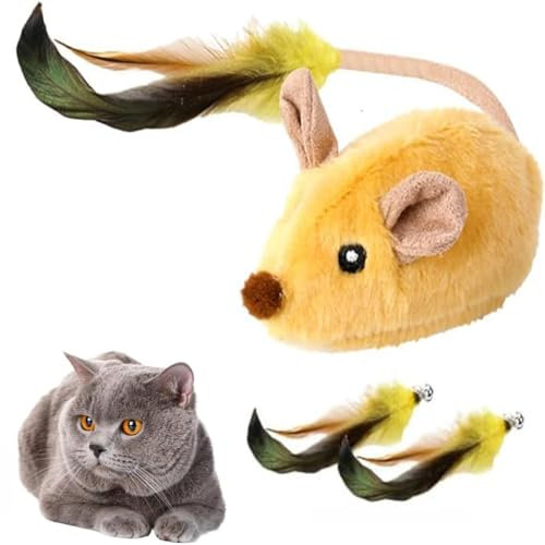 May Huang Magie Maus, Magic Maus Katze, Spielmäuse Interaktive Spielzeug Maus für Katze (Gelb)