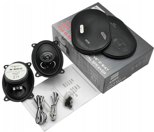 KIT SET PARA EXCALIBUR X462 2 altavoces coaxiales de 2 vías de 4 x 6 15,2 x 9,8 cm 152 x 98 mm, 40 vatios rms 350 vatios máx, 4 ohm, 86 db, suspensión de goma, por parejas + rejillas y cables gratis