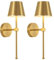 NEWSEE Battery Operated Wireless Wall Sconces Set of 2, 5200mAh Rechargeable LED Small Wall Lights,Dimmable Cordless Lamp for Wall Painting,Living Room,Bedroom, Hallway,Gifts,Night Light(Gold)