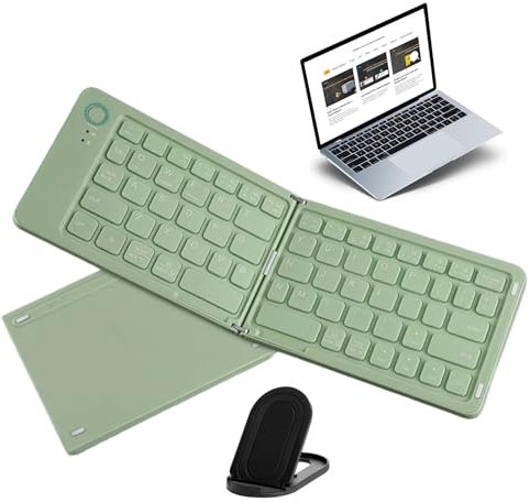 Folding Wireless Keyboard – Folding Pocket Keyboard, Ultra Slim Folding Card Holder Most Tablets, Laptops and Smartphones, Support 3 Devices, Folding Wireless Keyboard, Ke