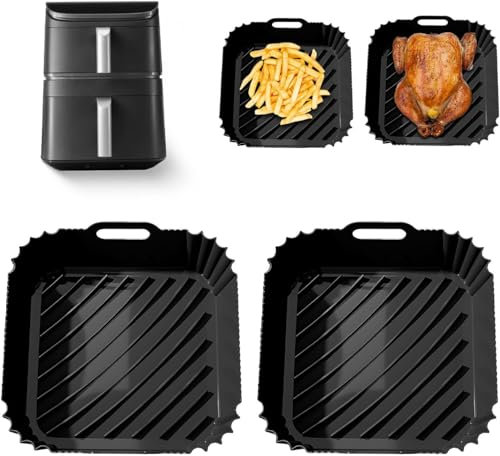 Molde de silicona Air Fryer for Cosori Turbo Tower Pro Smart 10,8L, Reutilizable Air Fryer Accesorios Plano Silicona Air Fryer for Cosori Airfryer CAF-DC112-AEU(6,5L & 4,3 L) (2 pcs)