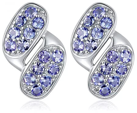 Edelsteinohrohrringe natürlicher Tansanit fein Stein eleganter Schmuck Geburtstagsgeschenk für Frauen
