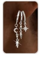 HANLI Ohrringe Silber 925 Damen - 14K Gold Vergoldet mit Cubic Zirkonia Lange Hängeohrringe Hypoallergen Modeschmuck Creolen Ohrringer für Frauen Mädchen Schmuck