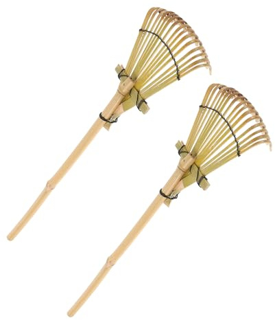 Sandkastenrechen 2 Stück aus Bambus im Japanischen Stil | 50 Cm Länge, Weißes Finish, Präzises Einebnen und Sieben, für Wurzeln und Gartenkultivierung