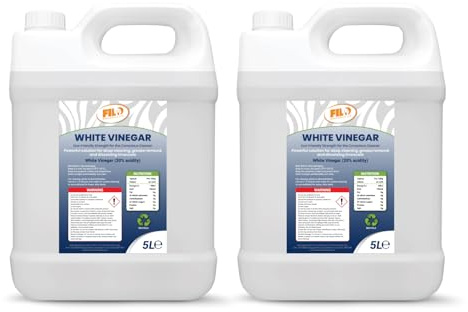 FILO High-Strength White Vinegar 20% 2x 5L | Natural Weed Killer | Extra-Strong Multi-Purpose Cleaner | Industrial and Household Use | Food Grade Cleaning Vinegar 10L.