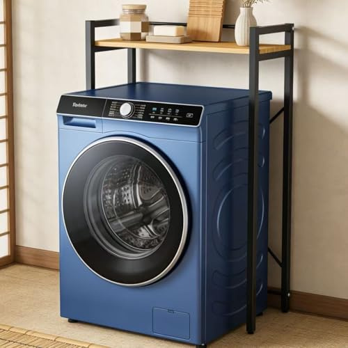 kumamart Over Washer and Dryer Shelf Teak 1 Layer, Space-Saving Laundry Shelves Over Washer and Dryer, Durable Storage Rack for Small Laundry Room Bathroom