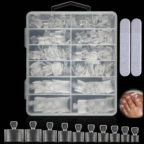 240 Pcs False Toenails, 12 Sizes Clear Acrylic Fake Toe Nails with 2 Nail Files, Half Cover Press On Toe Nails Extensions in Box for Women Girls Nail Art DIY, Salon Foot Manicure
