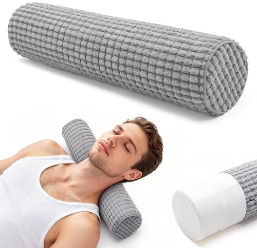 Gohytal Nackrulle med överdrag, 11 x 45 cm kuddrulle, huvudkudde, dekorativ kudde, soffkudde, sovrulle, kniulle, minnesskum, ortopedisk nackkudde, tvättbar nackkudde