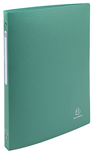 Exacompta 51183E Ringhefter OPAK DIN A4 aus Kunststoff mit 4 Ringen 20 mm breit dunkelgrün ideal für Schule und Büro Ringhefter Ringordner Ringbuchordner