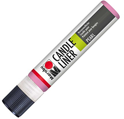 Marabu 18050009133 - Candle Pen Rosa, Kerzenpen, cremig, weiche Wachsmalfarbe, auf Wasserbasis, lichtecht, geruchsneutral, wetterfest, kinderleichte Kerzendeko, 25 ml