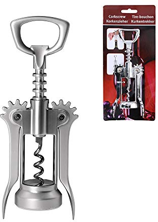 Sacacorchos Palanca Sacacorchos abrebotellas Metal Plata – L17 cm